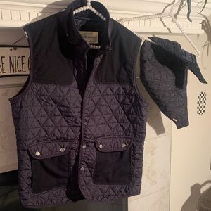 ASOS River Island Black Quilted Men’s Snap Vest Detachable Hood Size M Like New